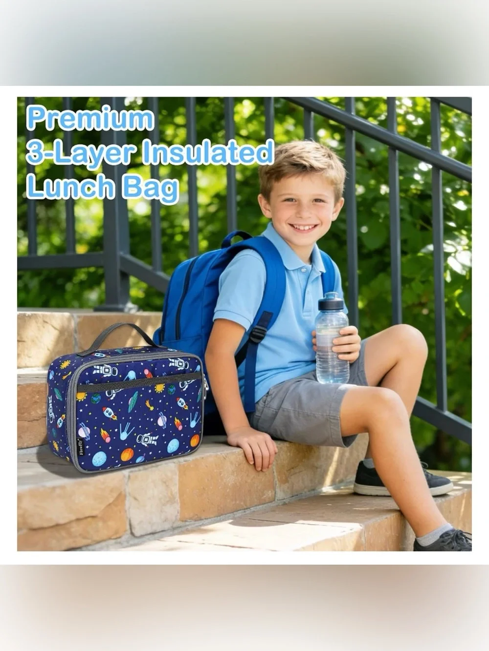 Kids Space Lunch Bag – Blue Astronaut Print